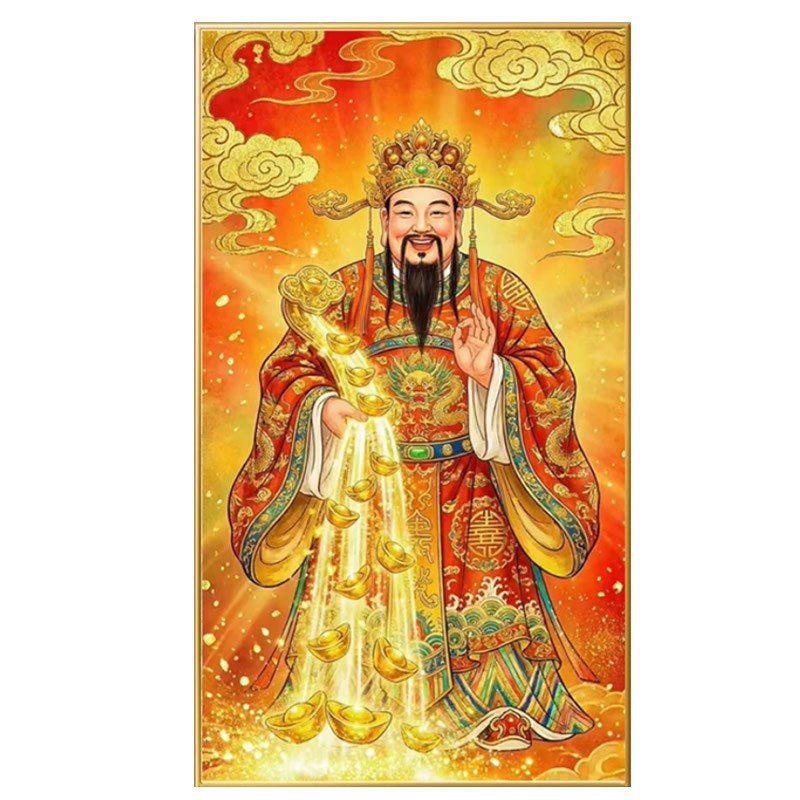 2026年新款钻石画财神爷像高级感满钻手工diy粘点钻十字绣贴钻画