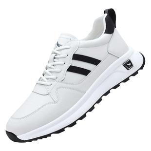 红蜻蜓男鞋2025秋季新款运动鞋真皮软底休闲小白色潮流跑步鞋子男