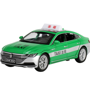 大众出租车玩具合金六开门儿童汽车仿真模型的士黄色男孩玩具车