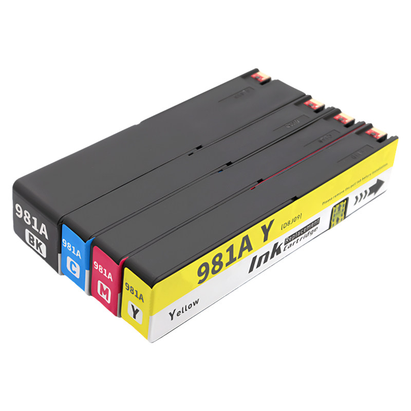 适用惠普hp981A四色墨盒556xh页宽打印机556dn墨水盒MFP586dn磨合586f/z颜料G1W39A 40A彩印41 42A油墨46 47A