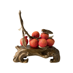 铜师傅《名利双收》客厅桌面铜荔枝摆件 家居装饰工艺品