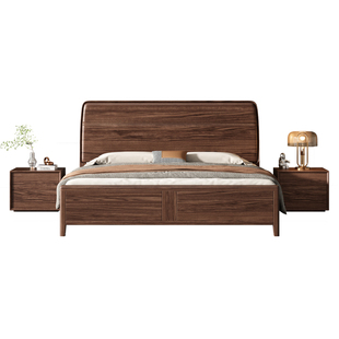 乌金木实木床1.8米1.5m双人床主卧室现代中式简约气压储物大婚床