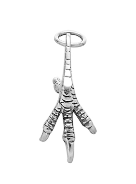 日潮创意个性羽毛鹰爪吊坠925纯银复古做旧男女小众饰品项链挂件