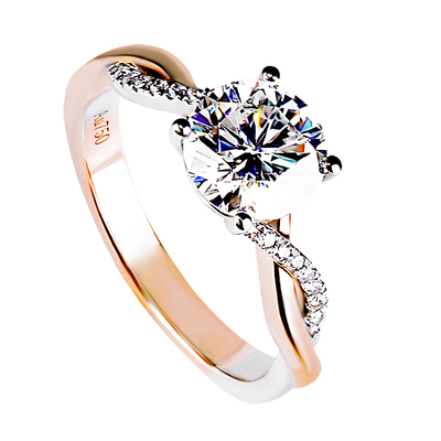 18K金IGI培育钻石戒指双色扭臂女