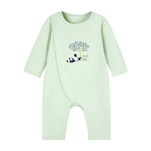 【新品】全棉时代婴儿连体服连身衣爬服新生儿纯棉透气风柔棉舒弹