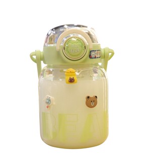 夏季大容量玻璃水杯手提便携式韩版女生高颜值带吸管水壶茶水分离