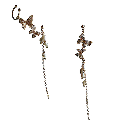 YOUR EARS原创设计手作锆石蝴蝶天然珍珠高级感法式耳骨夹无耳洞