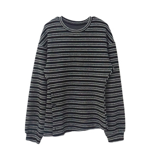 LONSLAN  2025秋季新款 侧开叉收腰条纹针织毛衣