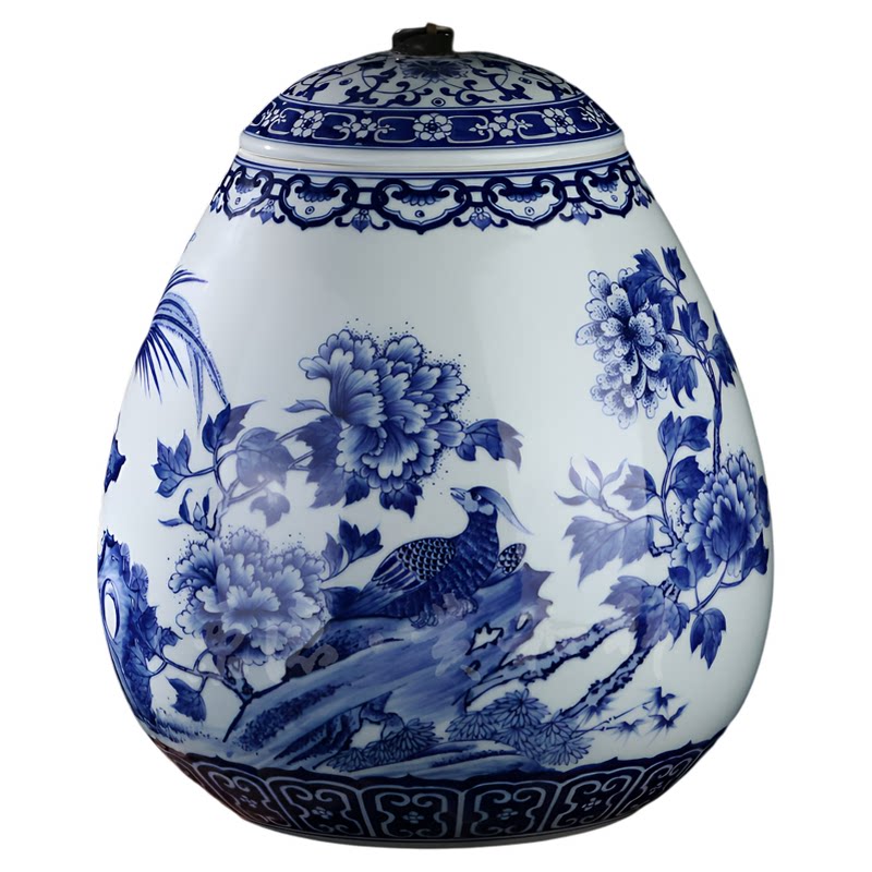 贵和祥景德镇青花手工普洱茶叶罐