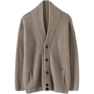 男人好在气质风度！加厚V翻领男士羊绒开衫纯羊绒毛衣男式外套冬