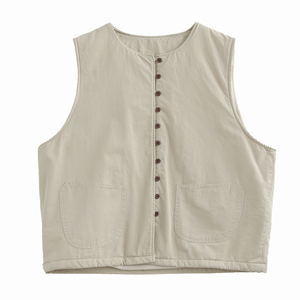小众设计款背心休闲新款文艺显瘦全棉薄绒秋冬女款外套上衣马甲女