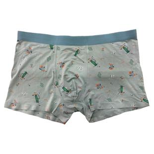 保卫橙色男士内裤平角裤莫代尔印花色大红无痕冰丝青年男短裤高弹