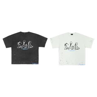 FAR ARCHIVE 24SS SKELETON 快闪限定 骷髅标语做旧泼墨短袖T恤