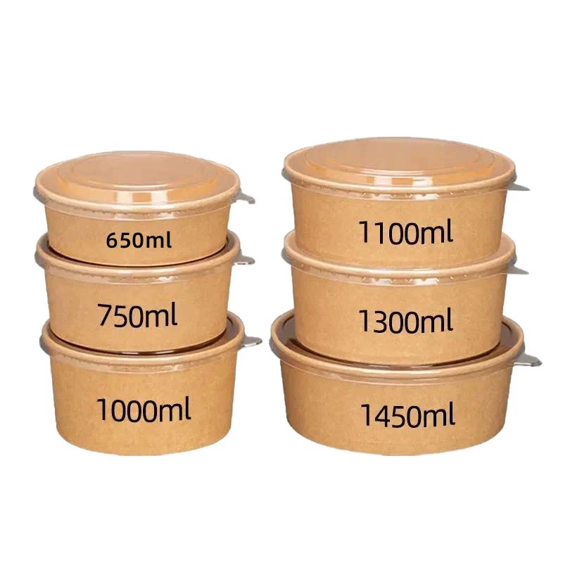 一次性纸碗泡面碗牛皮纸餐盒打包盒碗筷套装饭碗家用食品级厚外卖