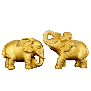 1铜大象摆件一对铜象招财客厅玄关财位财福对象黄铜大象工艺品