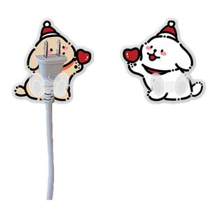 可爱小狗插头挂钩免打孔厨房电源插头固定器电器电线多功能壁挂架