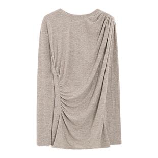 Forevercan女装2024新款沙丘之境极简废土风不规则抽褶长袖连衣裙