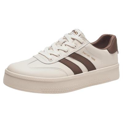 热风秋季新款男士运动户外低帮板鞋潮流圆头小白鞋拼色男鞋