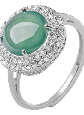 天然翡翠A货蓝水女款时尚戒指