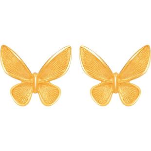 明牌珠宝足金耳钉 黄金蝴蝶福迭而至婚嫁蝴蝶耳饰AFH0147 计价