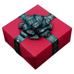 圣诞礼物包装丝带蝴蝶结拉花彩带烫金红色丝带新年礼盒装饰材料