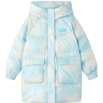 斯凯奇童装2025冬季新款女中大童中款上衣拼色时尚外套羽绒服外套