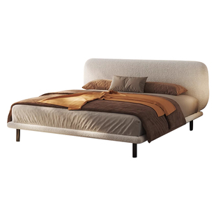 奶油风布艺床2026新款主卧床现代简约高级感羊羔绒软包双人大床