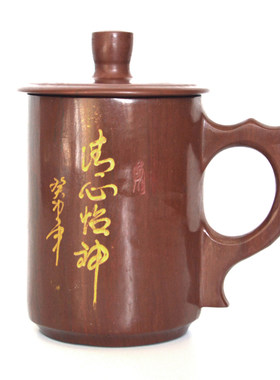 木鱼石手工水杯弱碱性杯子把手杯