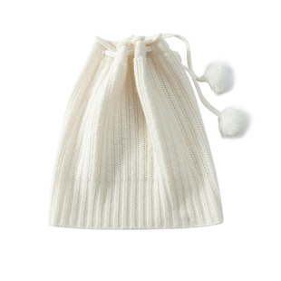 特价促销100%纯羊绒帽子抽绳狐狸毛球头巾两用可漏马尾系绳针织帽