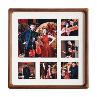 照片打印加相框摆台diy定制洗相片订婚纱照纪念方8寸高级感实木框