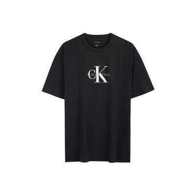 CK男女同款字母纯棉宽松短袖T恤