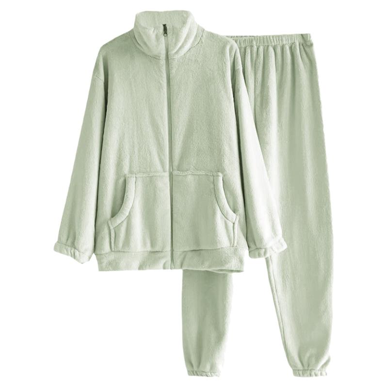 网红风秋冬女款珊瑚绒居家服套装