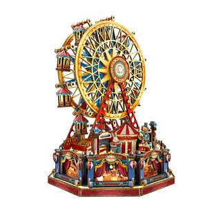 寄放时光世纪摩天轮八音盒旋转摩天轮榫卯拼装diy手工新年礼物