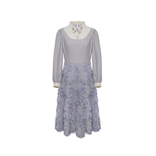 花间裳/虞美人/原创法式高级中长款连衣裙秋冬季拼接气质裙子女新