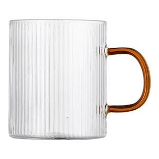 一人一色杯高硼硅加厚透明竖纹玻璃杯茶杯家用晾水杯带把手牛奶杯