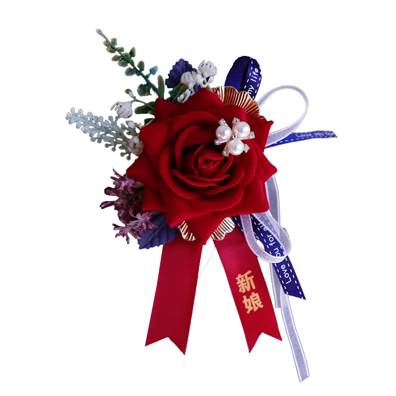新潮中式混搭风新郎新娘婚礼胸花结婚父母襟花伴郎胸针新娘手腕花