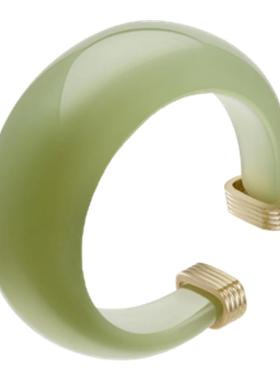 Riotlily艾特里里涟漪戒指和田玉晴水馒头戒新中式开口戒生日礼物