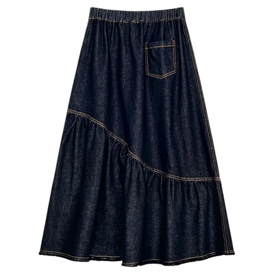 【旧邮差】不掉色牛仔格纹 正反两穿灯笼裤鱼尾裙 可收毛边脚口