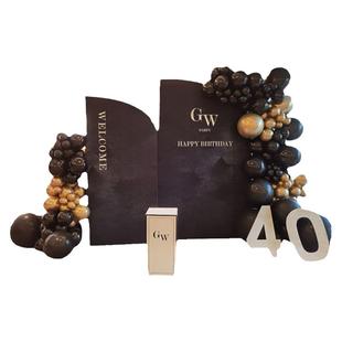 黑色18岁成人礼派对布置生日场景求婚告白装饰kt板背景墙气球套餐