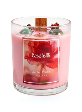 天然水晶木芯香薰蜡烛助眠礼物