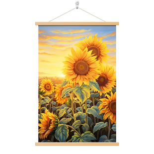 治愈系装饰画向日葵田园风景画现代简约客厅卧室餐厅高级感挂轴画
