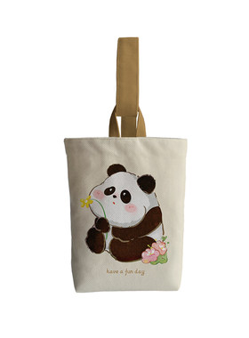 插画师联名熊猫花花水桶包