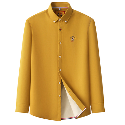 保罗加绒加厚纯棉磨毛长袖衬衫男