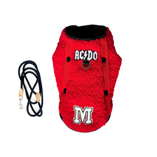 DAZI大子原创宠物狗冬季加绒保暖红色棉背心可牵引约克夏马尔济斯