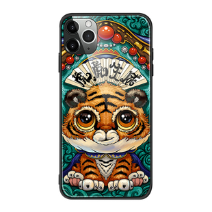 国潮手机壳定制防摔钢化玻璃个性手绘十二生肖虎男女新款全包防摔