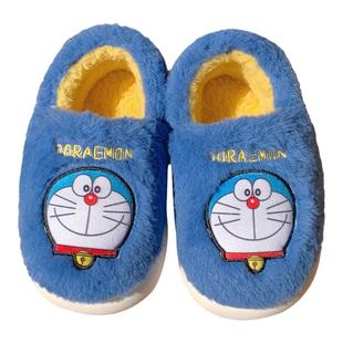 细细条 正版哆啦A梦儿童毛毛鞋冬季保暖家居全包跟男童女童棉拖鞋