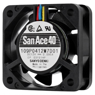 三洋4015 12V 0.095A 4CM静音大风量机箱双滚珠风扇109P0412M7D01