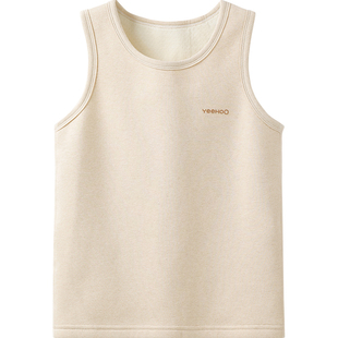 英氏儿童保暖背心纯棉男童女童加绒打底衫男孩秋冬马甲内外穿吊带