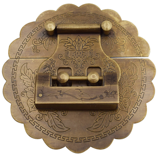 全铜老式樟木箱锁扣雕花仿古木箱子搭扣铜锁复古箱扣挂锁古铜套件