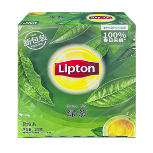 立顿茶包绿茶S100 黄山/四川新鲜香醇绿茶茶叶袋泡茶2G*100包